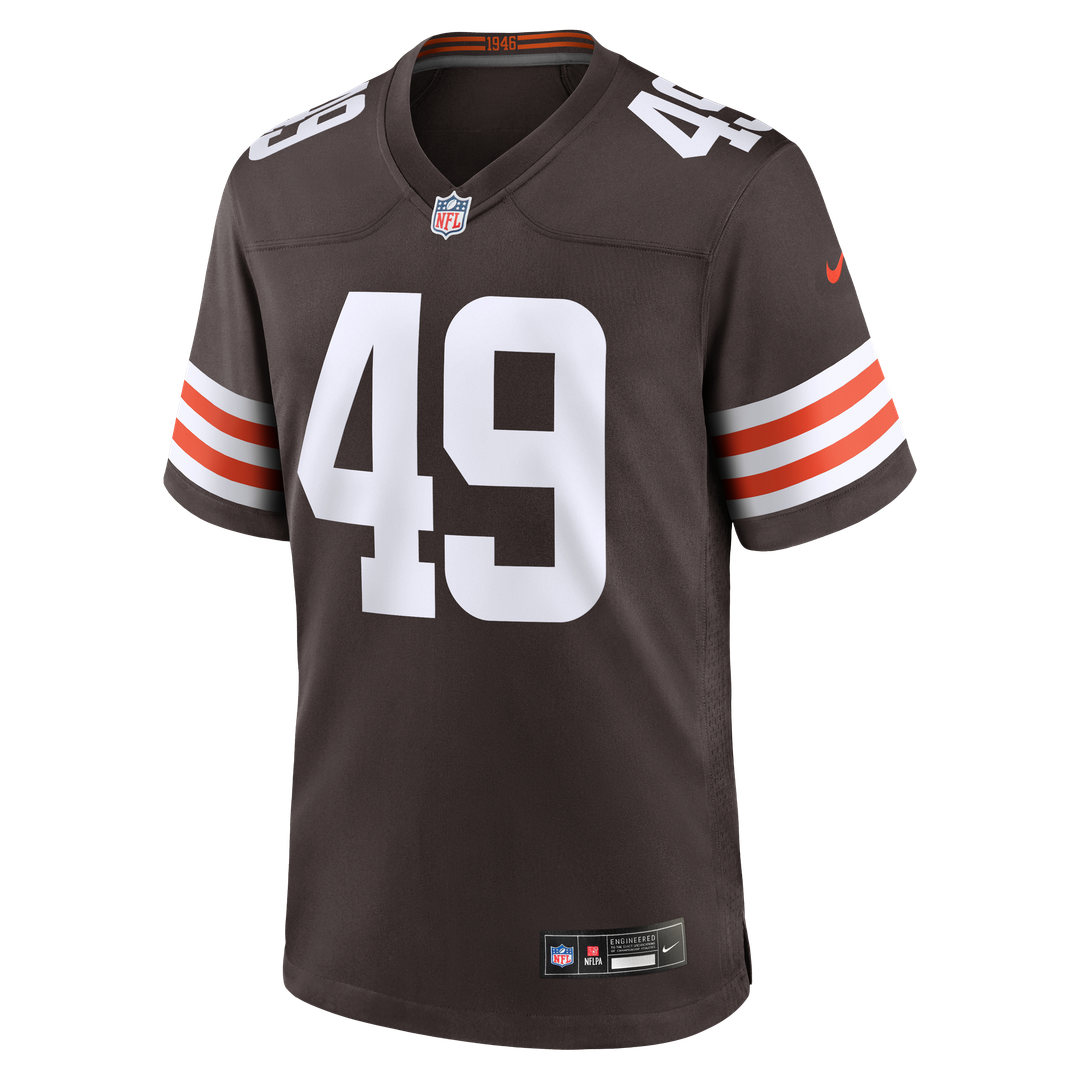 Cleveland Browns Carson Schwesinger Brown 2025 NFL Draft Game Jersey