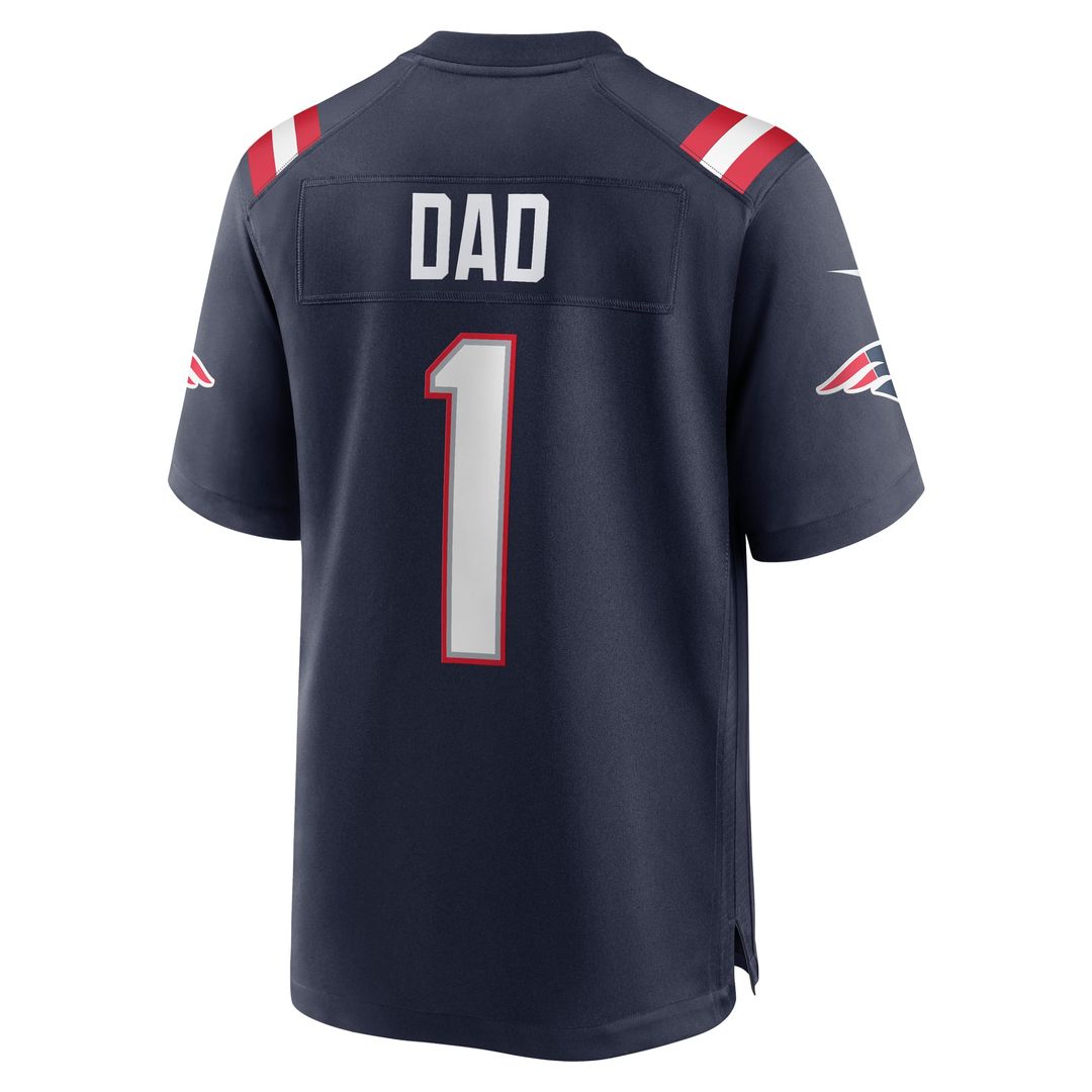 New England Patriots Number 1 Dad Navy Game Jersey | NFL Football Jersey