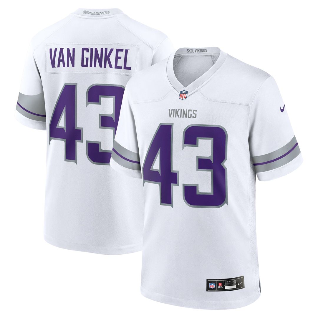 Minnesota Vikings Andrew Van Ginkel White Alternate Game Jersey | NFL Football Jersey