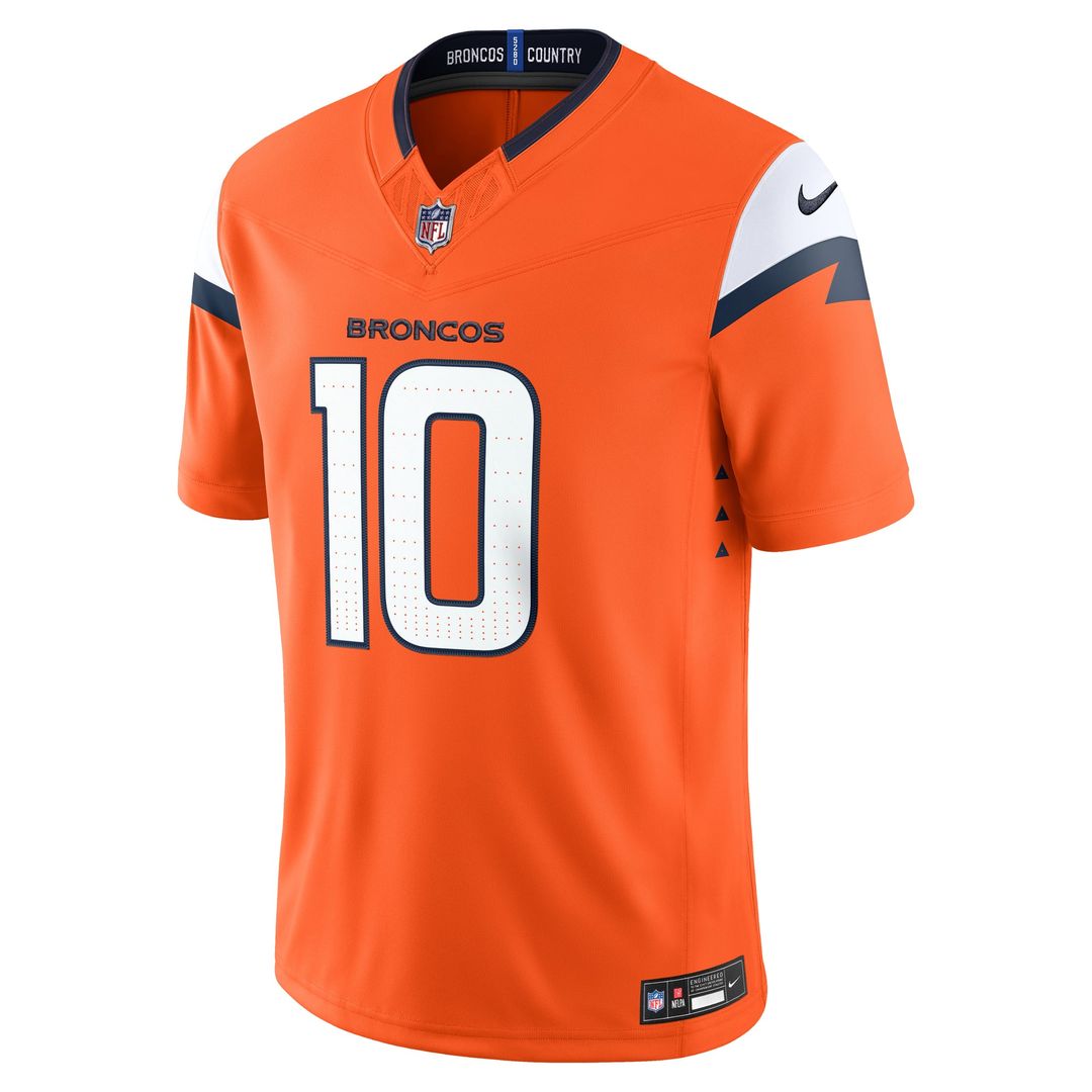 Denver Broncos Bo Nix Orange Team Vapor F.U.S.E. Stitched Limited Jersey | NFL Football Jersey