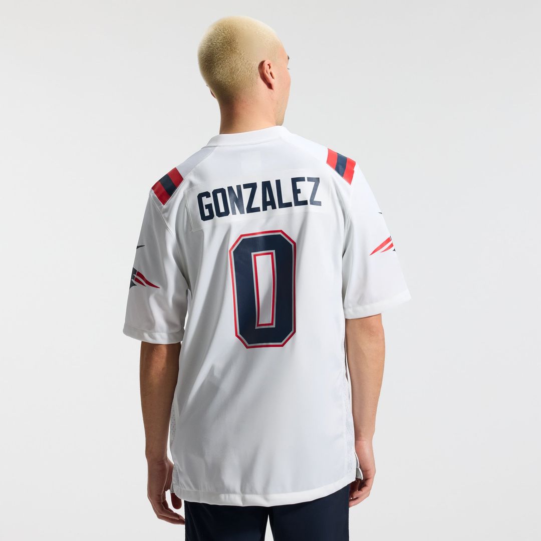 New England Patriots Christian Gonzalez White Game Jersey | NFL Football Jersey