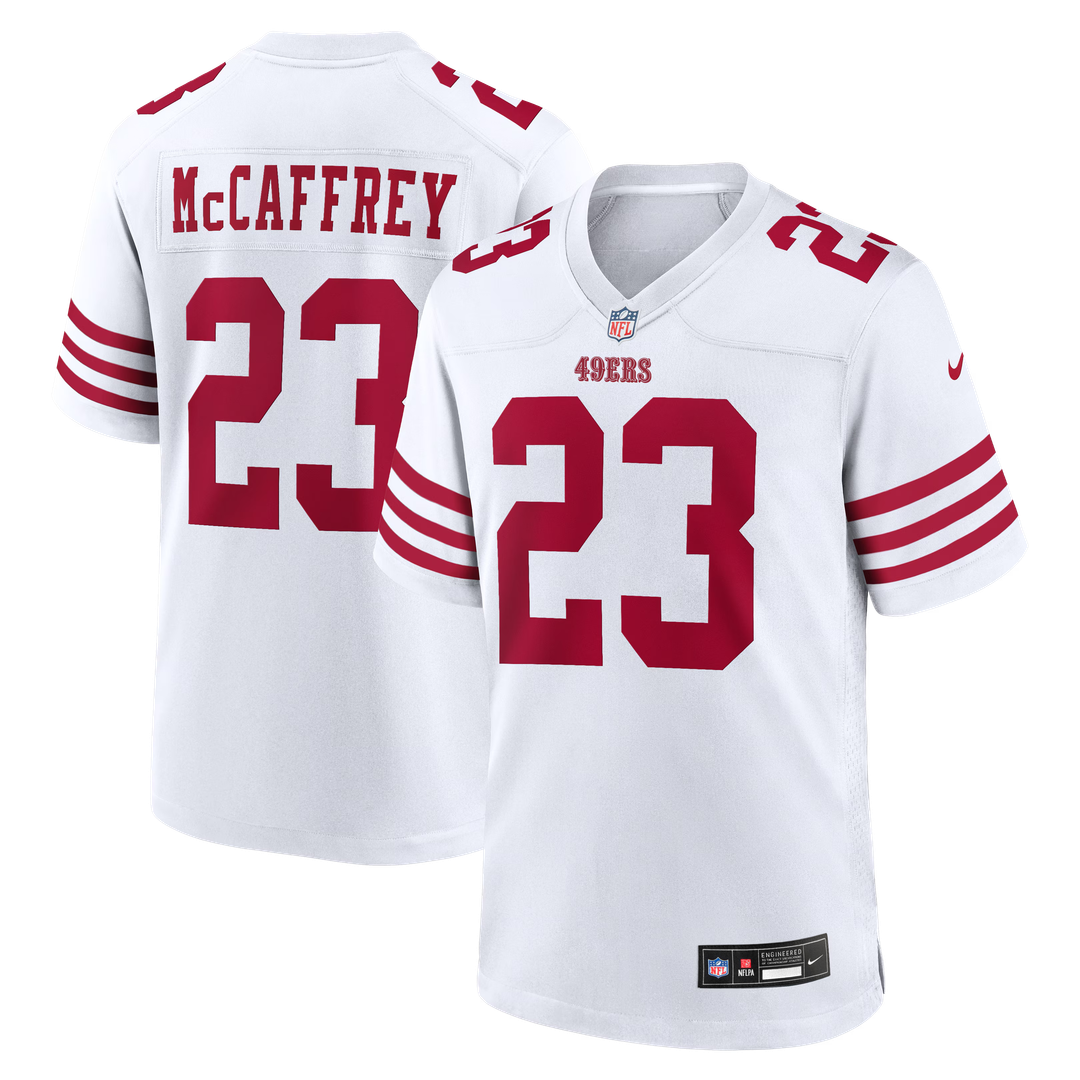 San Francisco 49ers Christian McCaffrey Scarlet Game Player Jersey | NFL Football Jersey