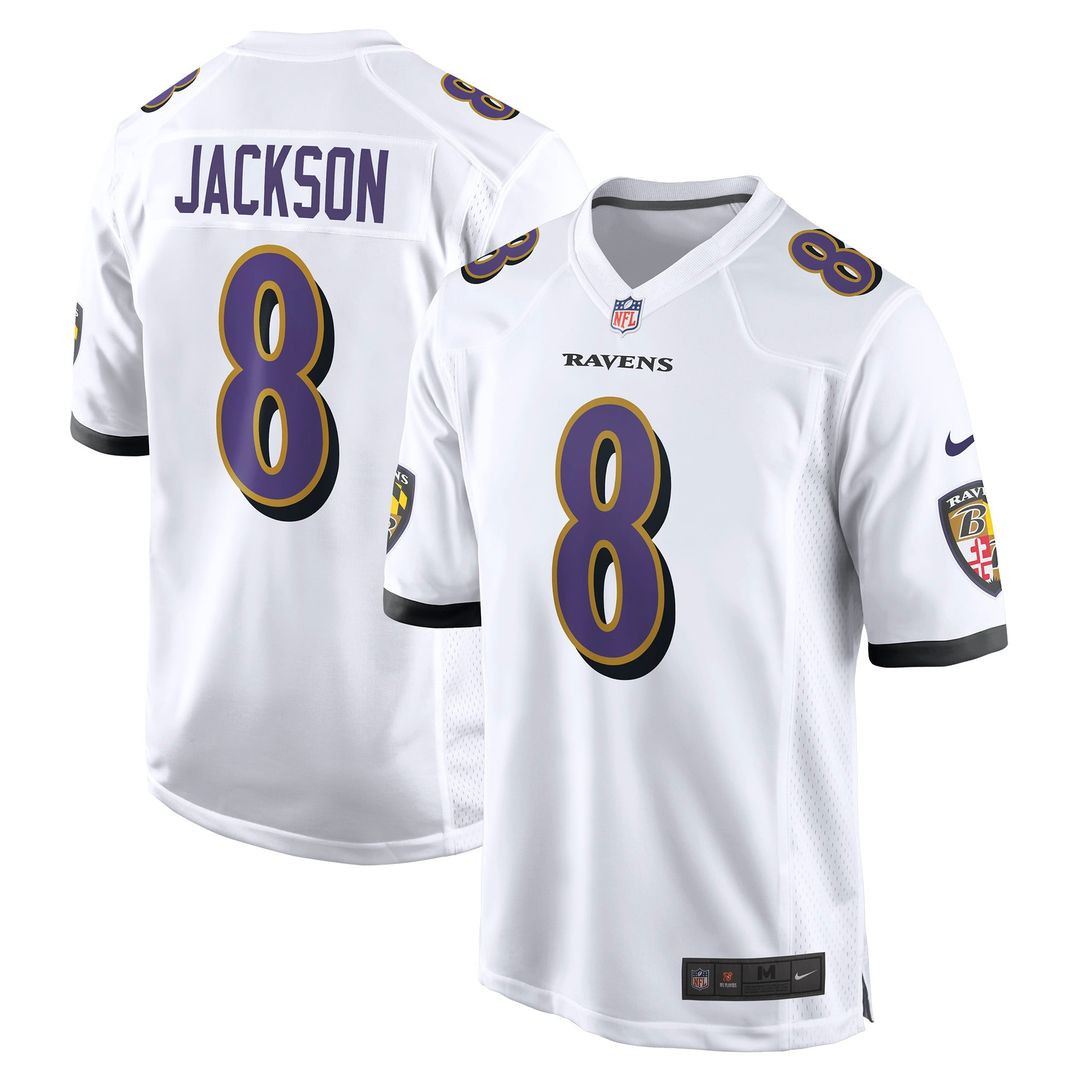 Baltimore Ravens Lamar Jackson White Game Jersey | NFL Football Jersey