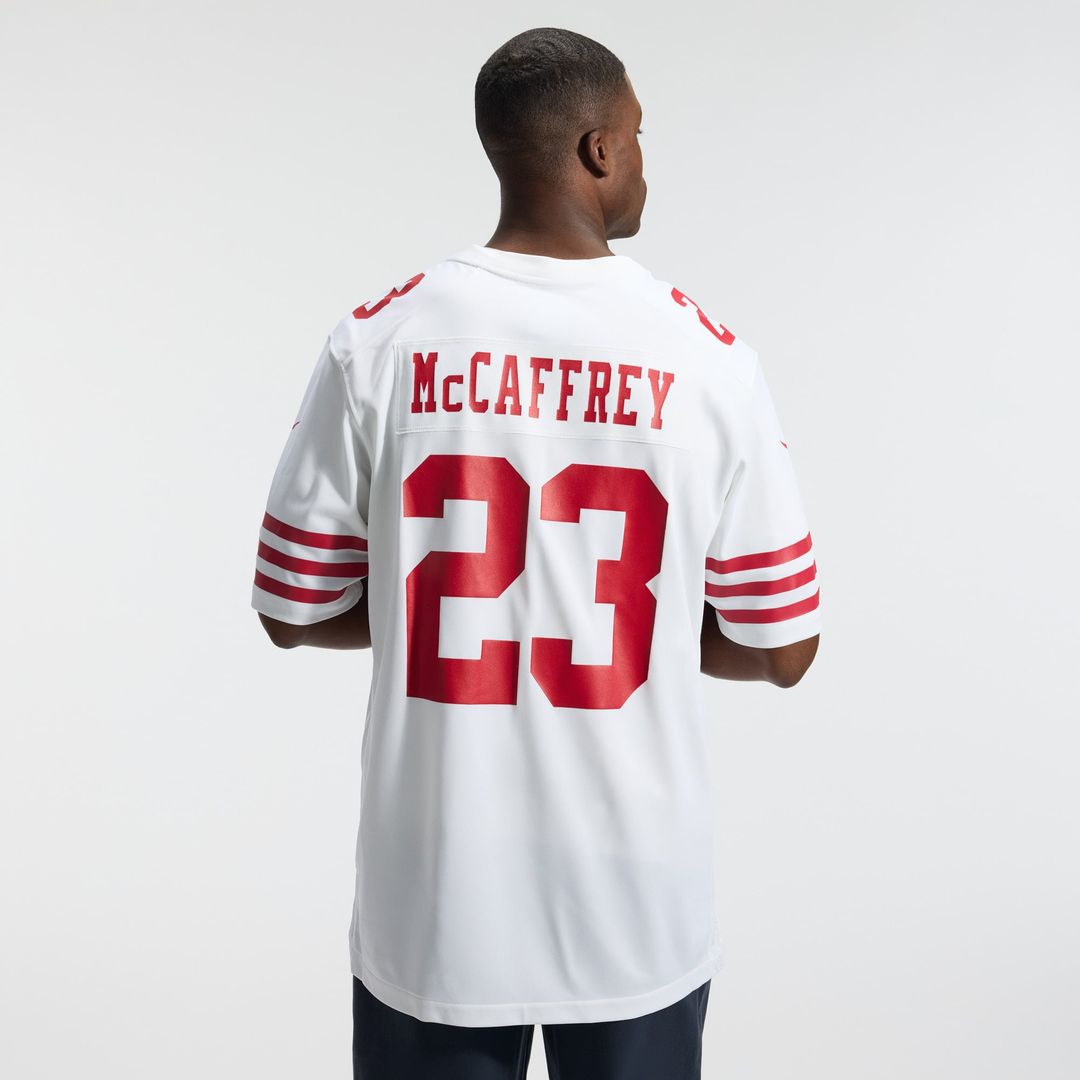 San Francisco 49ers Christian McCaffrey Scarlet Game Player Jersey | NFL Football Jersey