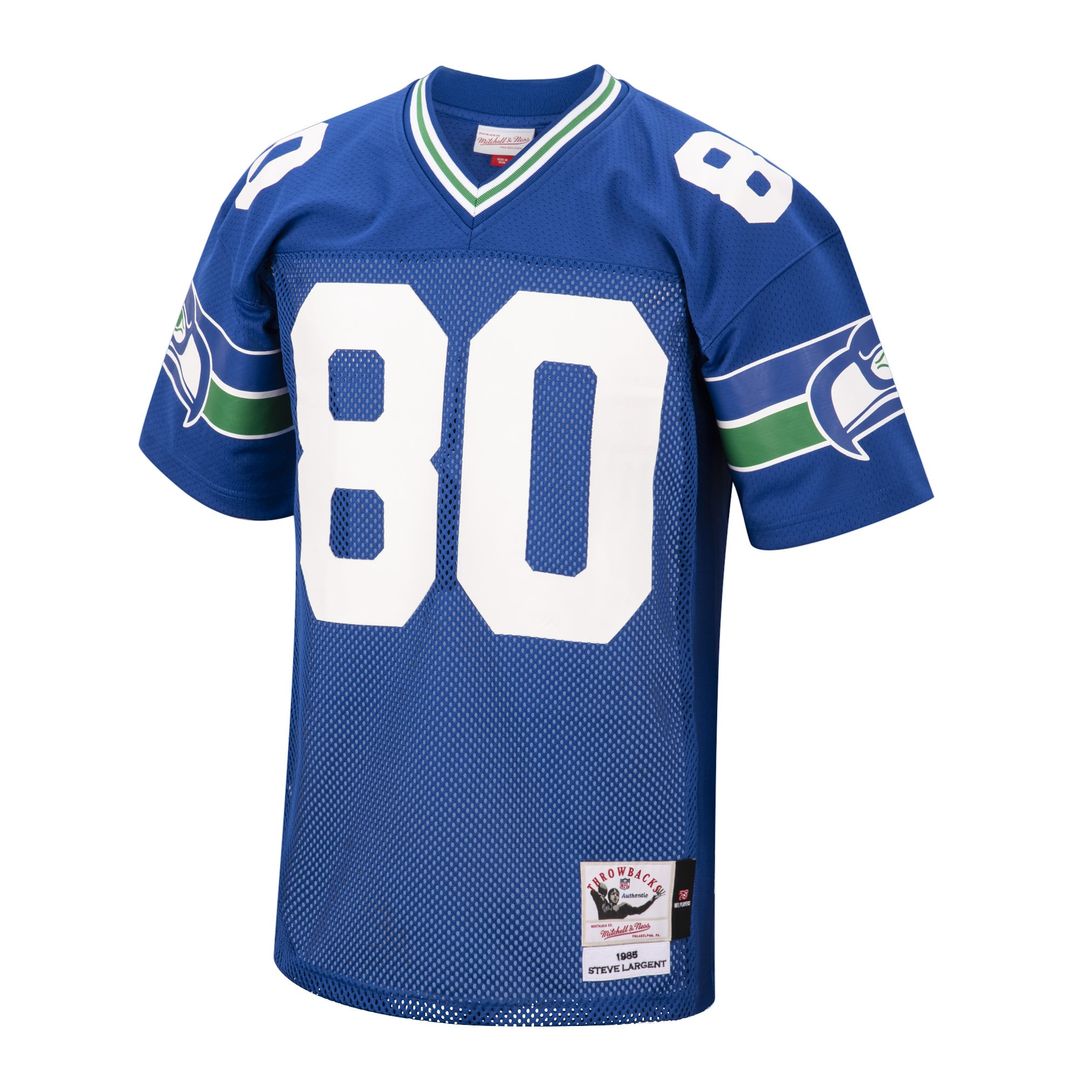 Seattle Seahawks 1985 Steve Largent Royal Authentic Throwback Retired Player Jersey | NFL Football Jersey