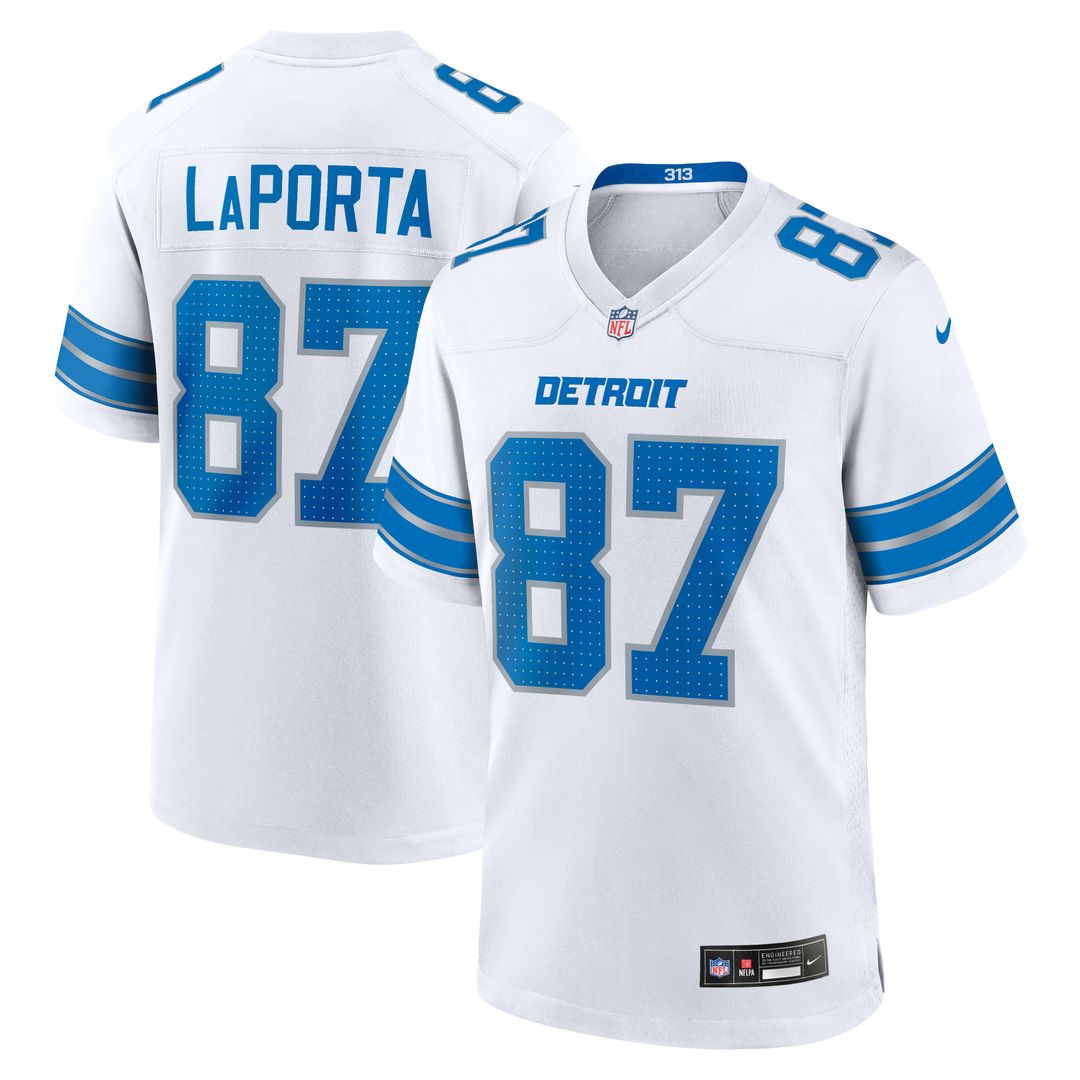 Detroit Lions Sam LaPorta White White Game Jersey | NFL Football Jersey