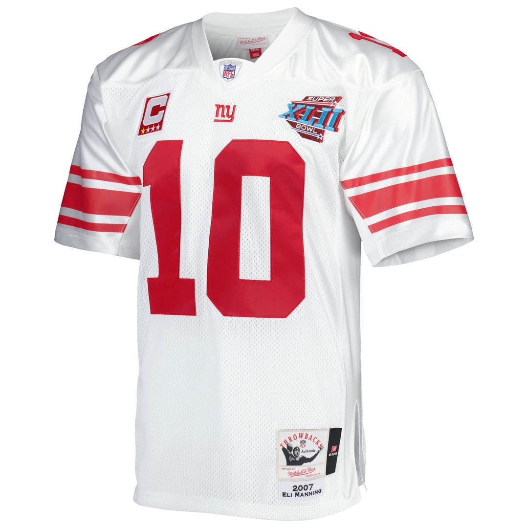 New York Giants 2007 Eli Manning White Authentic Throwback Retired Player Jersey | NFL Football Jersey