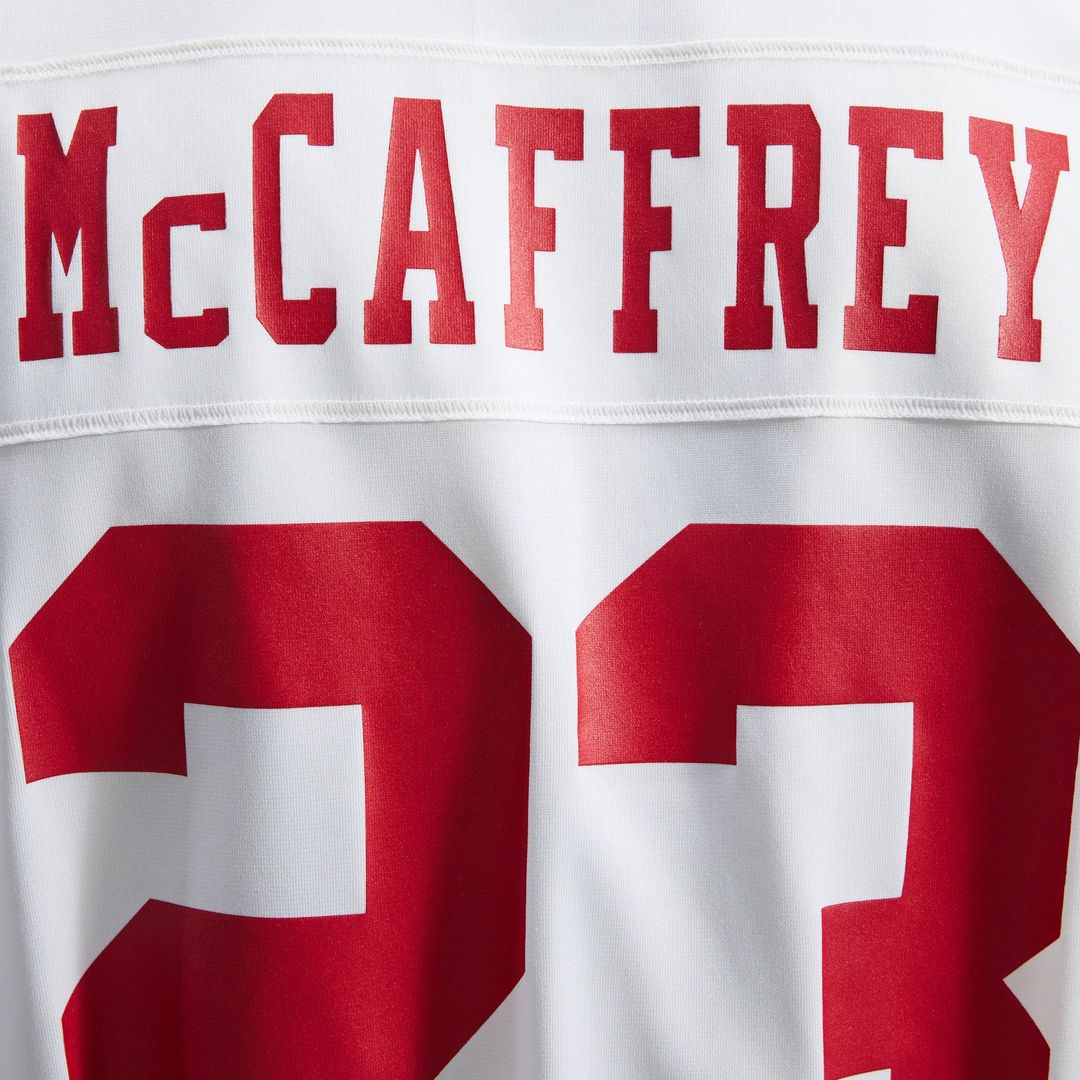 San Francisco 49ers Christian McCaffrey White Game Player Jersey | NFL Football Jersey