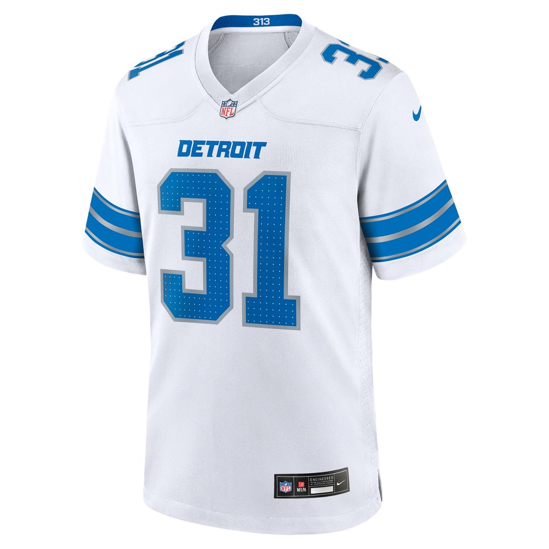 Detroit Lions Kerby Joseph White Game Jersey | NFL Football Jersey