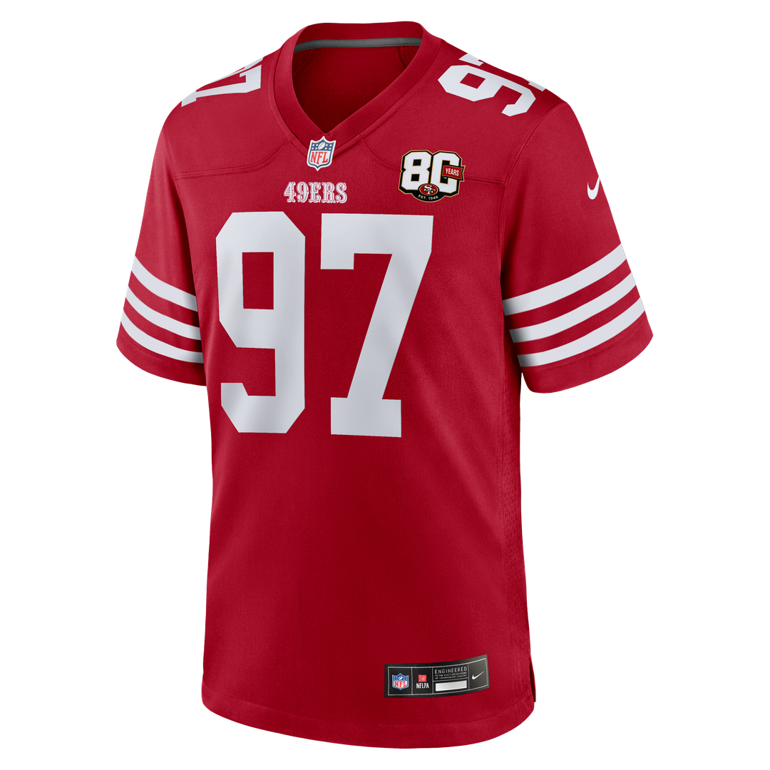 San Francisco 49ers Nick Bosa White 80th Anniversary Game Jersey | NFL Football Jersey
