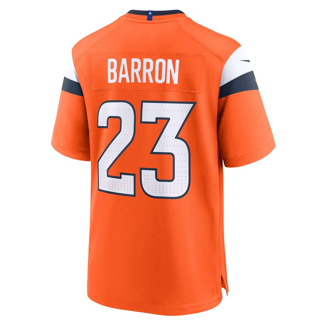Denver Broncos Jahdae Barron Orange Team Game Jersey | NFL Football Jersey
