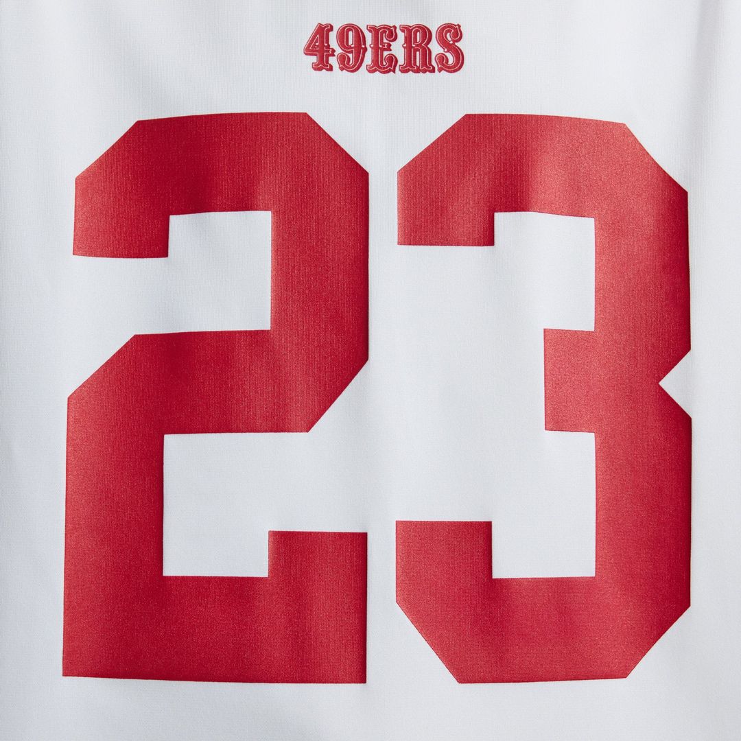 San Francisco 49ers Christian McCaffrey White Game Player Jersey | NFL Football Jersey