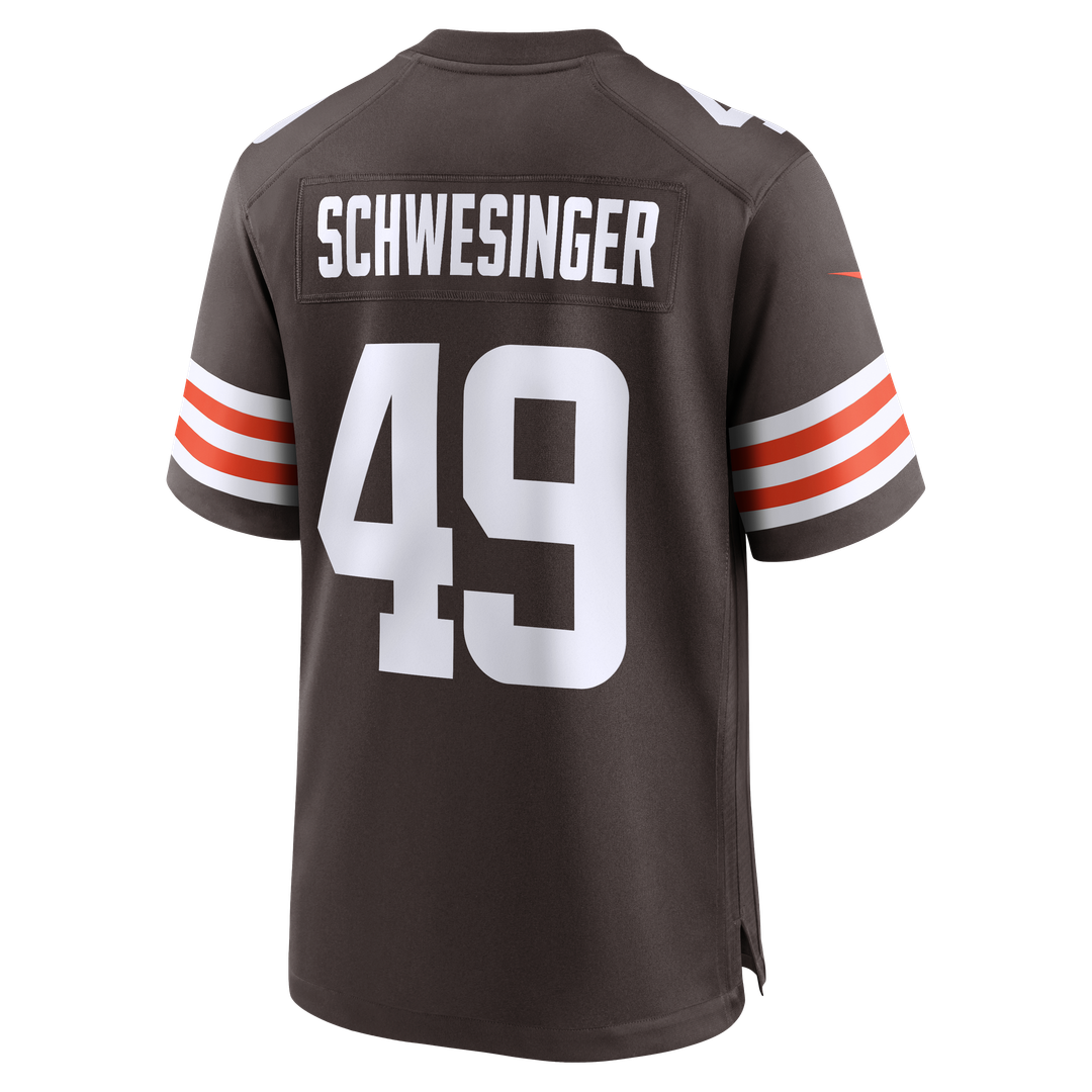 Cleveland Browns Carson Schwesinger Brown 2025 NFL Draft Game Jersey
