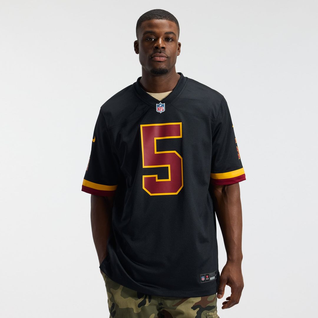 Hail Raiser Men's Washington Commanders Jayden Daniels Black Alternate Game Jersey | NFL Football Jersey