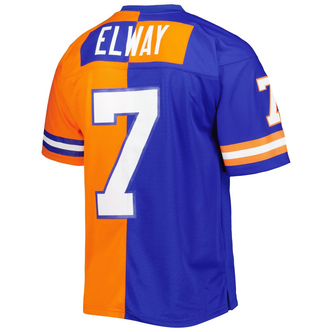 Denver Broncos John Elway Royal/Orange 1990 Split Legacy Replica Jersey | NFL Football Jersey
