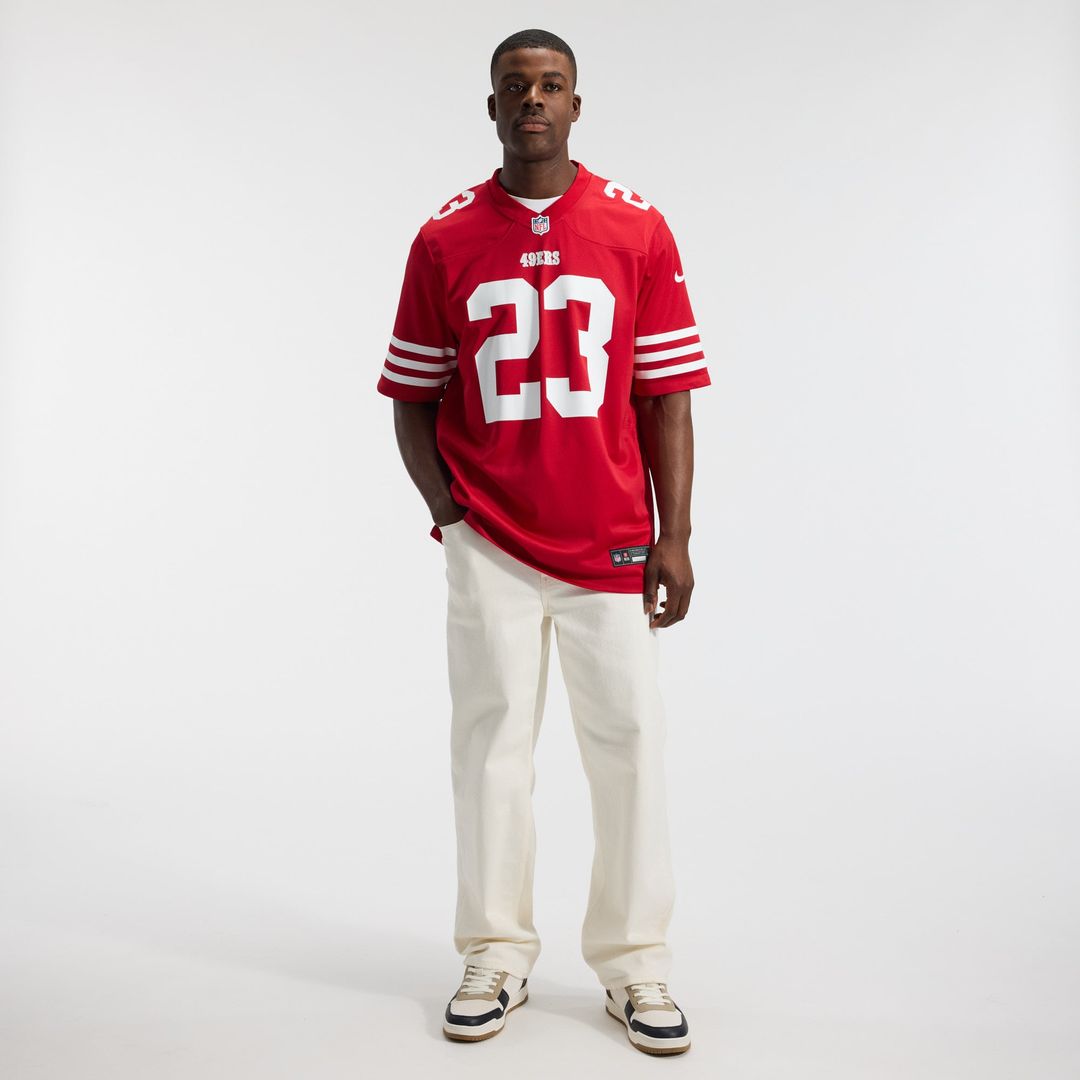 San Francisco 49ers Christian McCaffrey Scarlet Game Player Jersey | NFL Football Jersey