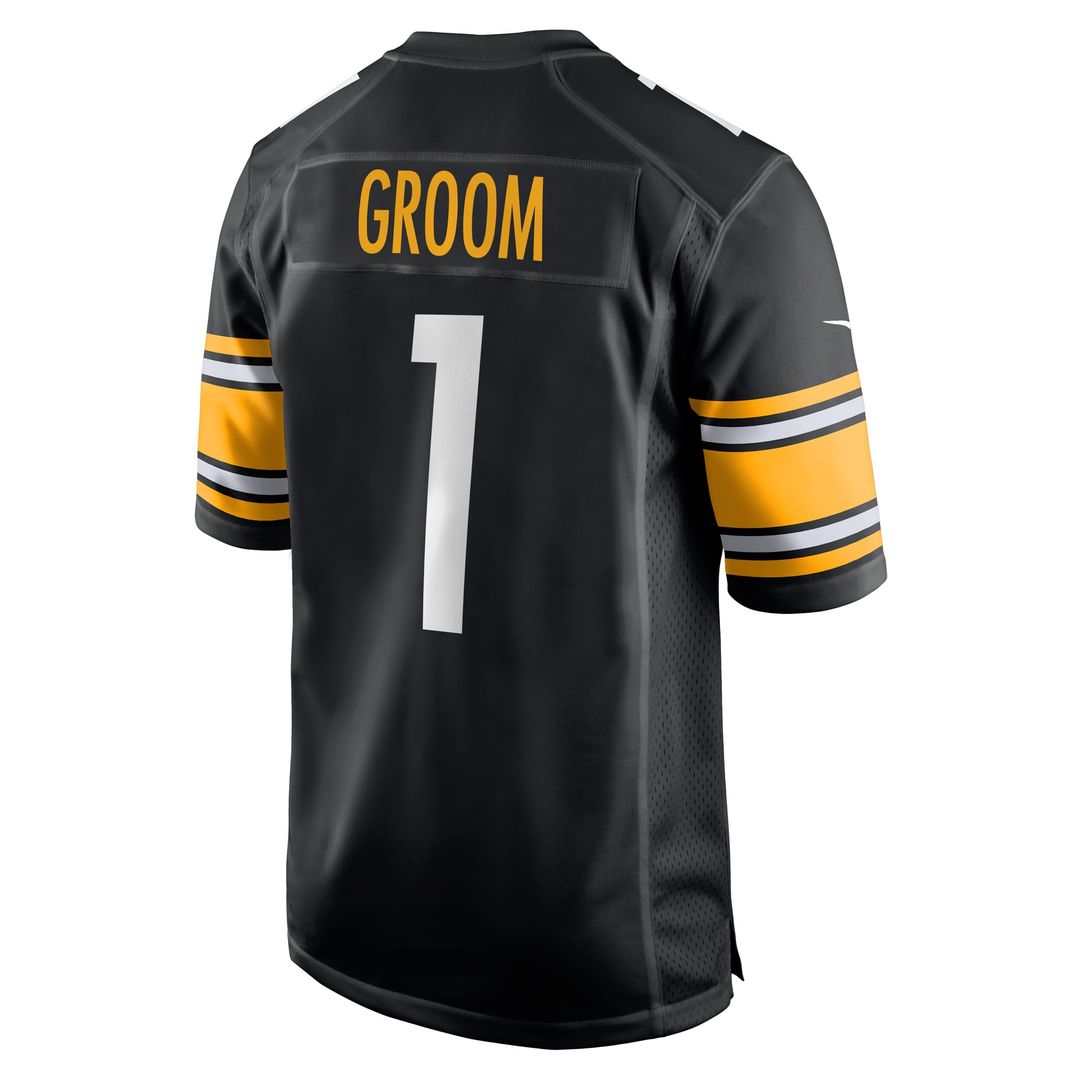 Pittsburgh Steelers Number 1 Groom Black Game Jersey | NFL Football Jersey