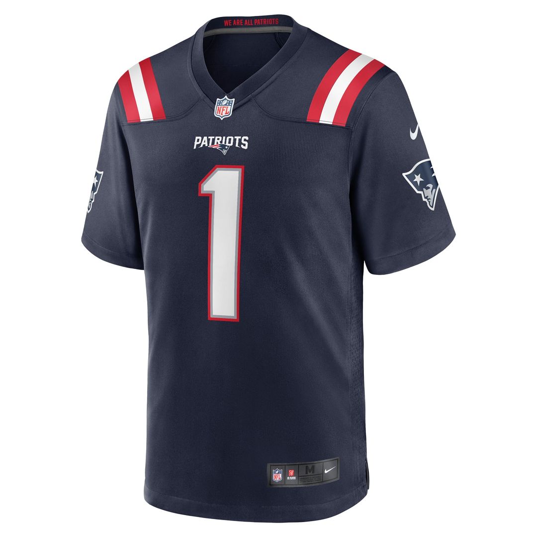 New England Patriots Number 1 Dad Navy Game Jersey | NFL Football Jersey