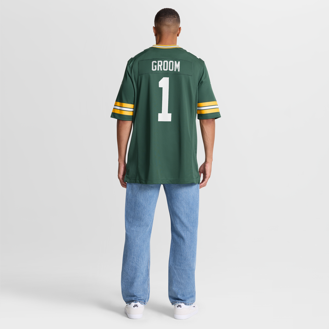 Green Bay Packers Number 1 Groom Green Game Jersey | NFL Football Jersey