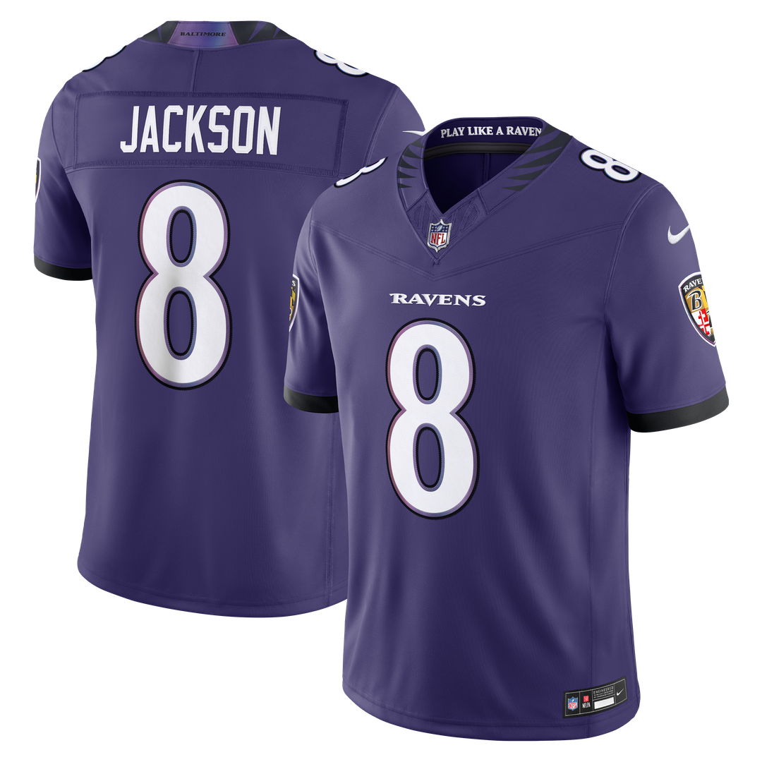 Baltimore Ravens Lamar Jackson White Vapor F.U.S.E. Stitched Limited Jersey | NFL Football Jersey