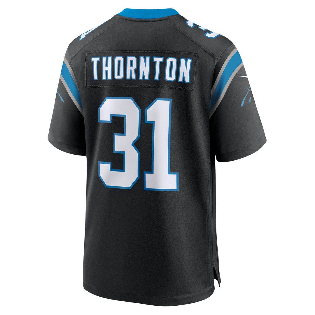 Carolina Panthers Corey Thornton Black Team Game Jersey | NFL Football Jersey