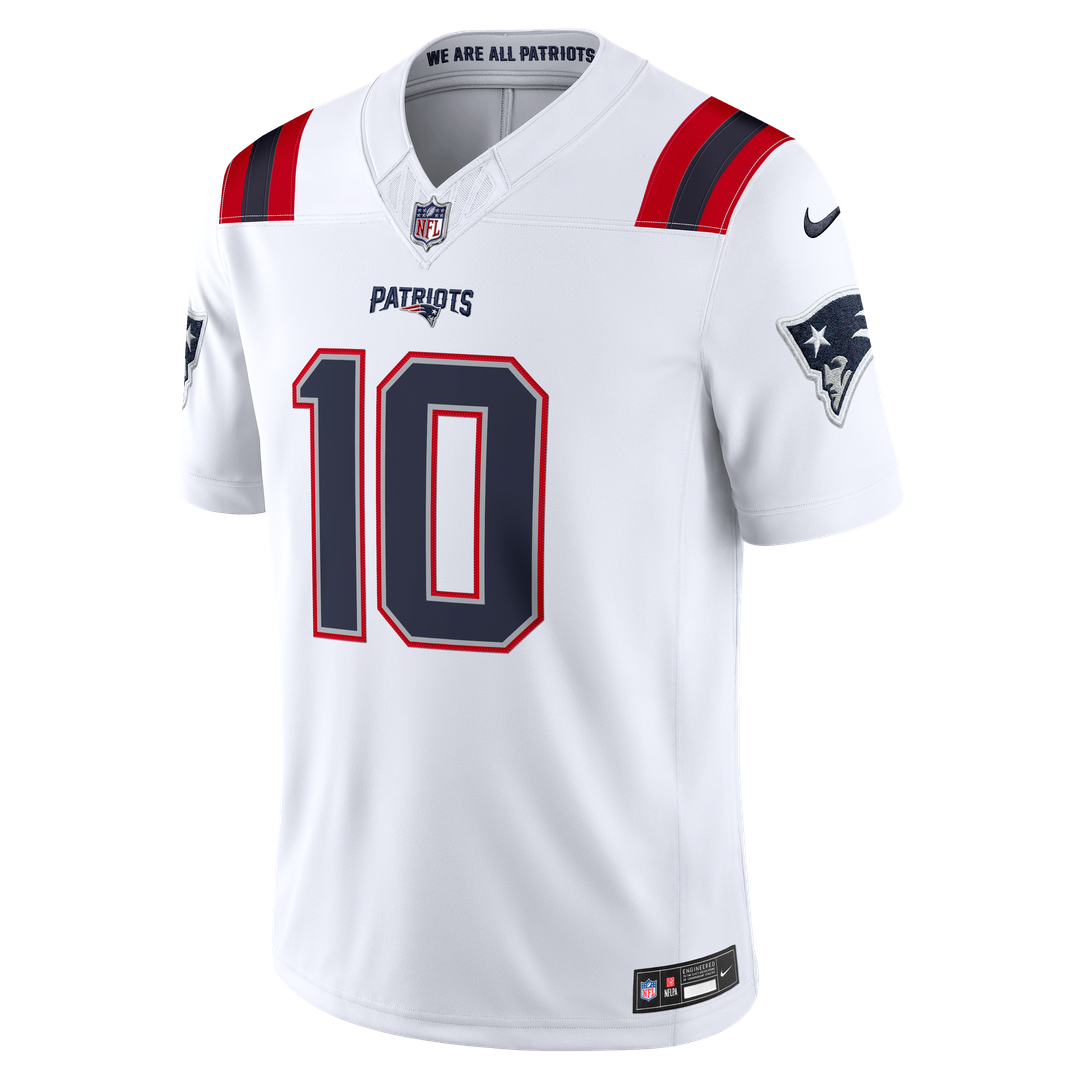 New England Patriots Drake Maye White Vapor F.U.S.E. Stitched Limited Jersey | NFL Football Jersey