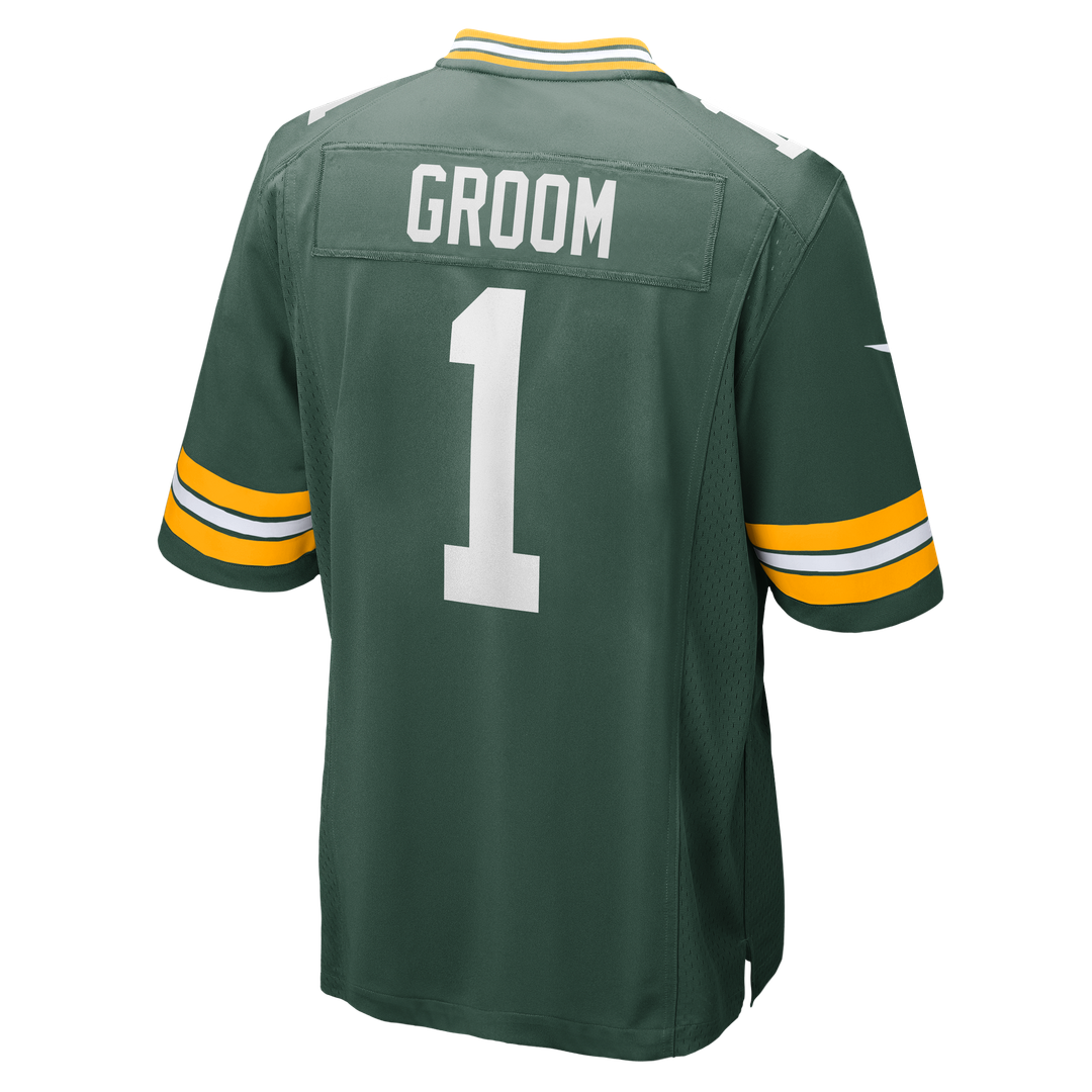 Green Bay Packers Number 1 Groom Green Game Jersey | NFL Football Jersey