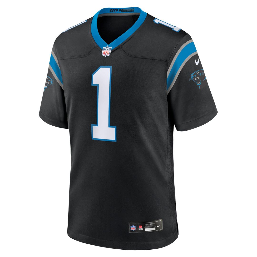 Carolina Panthers Number 1 Dad Black Game Jersey | NFL Football Jersey