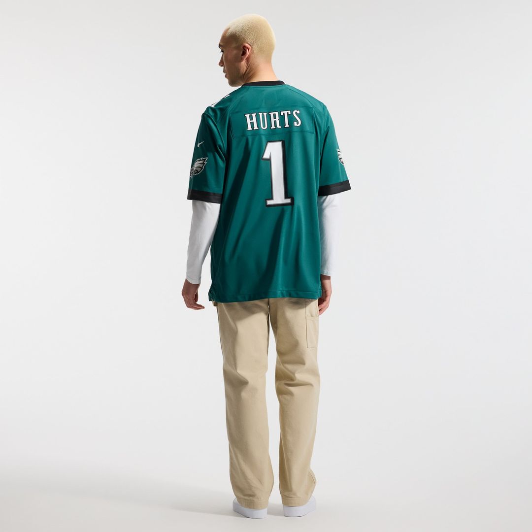 Philadelphia Eagles Jalen Hurts Midnight Green Team Game Jersey | NFL Football Jersey