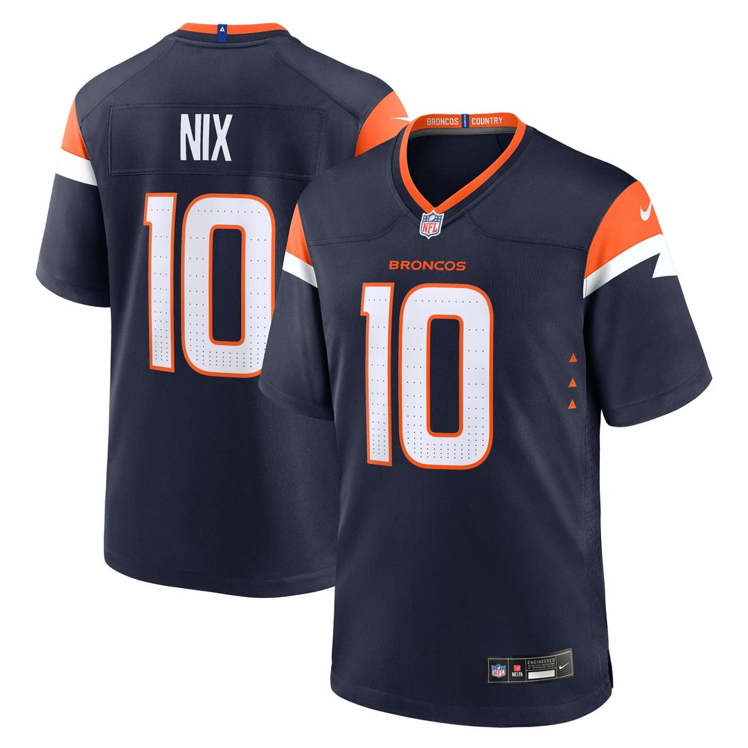 Denver Broncos Bo Nix Orange Player Game Jersey | NFL Football Jersey