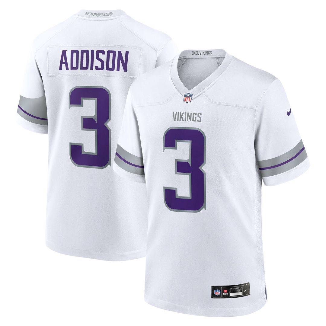 Minnesota Vikings Addison White Alternate Game Player Jersey | NFL Football Jersey