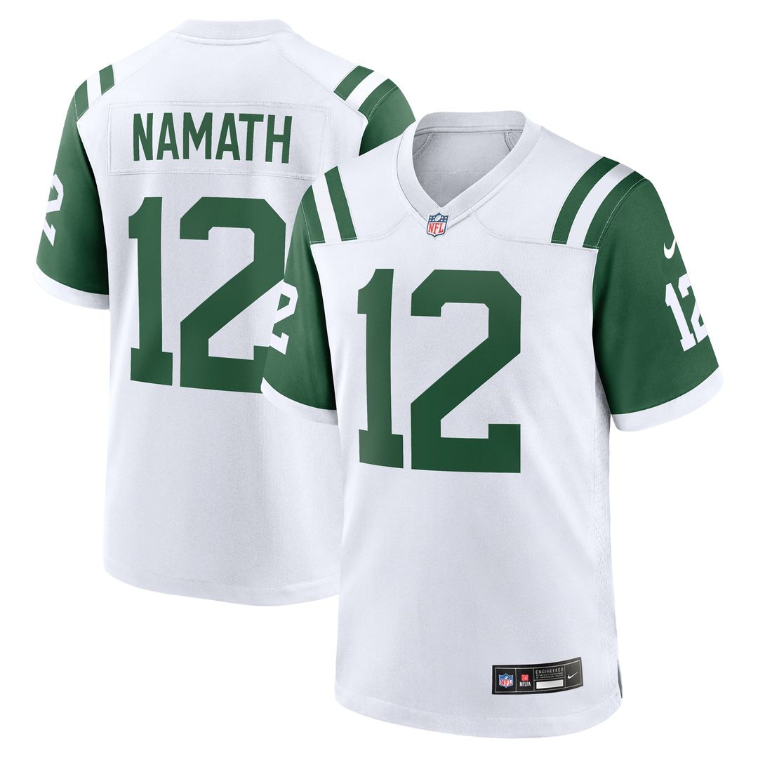 New York Jets Joe Namath White Classic Alternate Retired Player Game Jersey | NFL Football Jersey