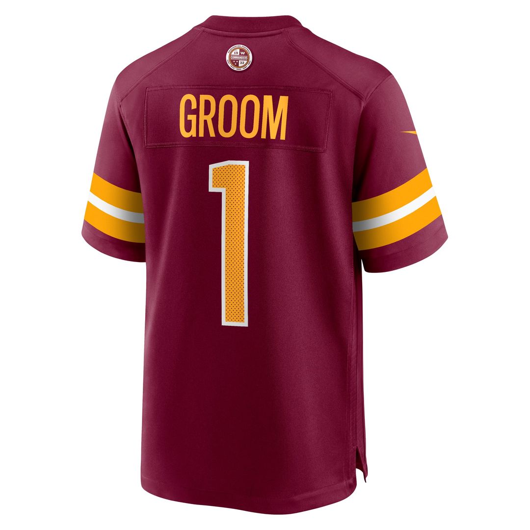 Washington Commanders Number 1 Groom Burgundy Game Jersey | NFL Football Jersey