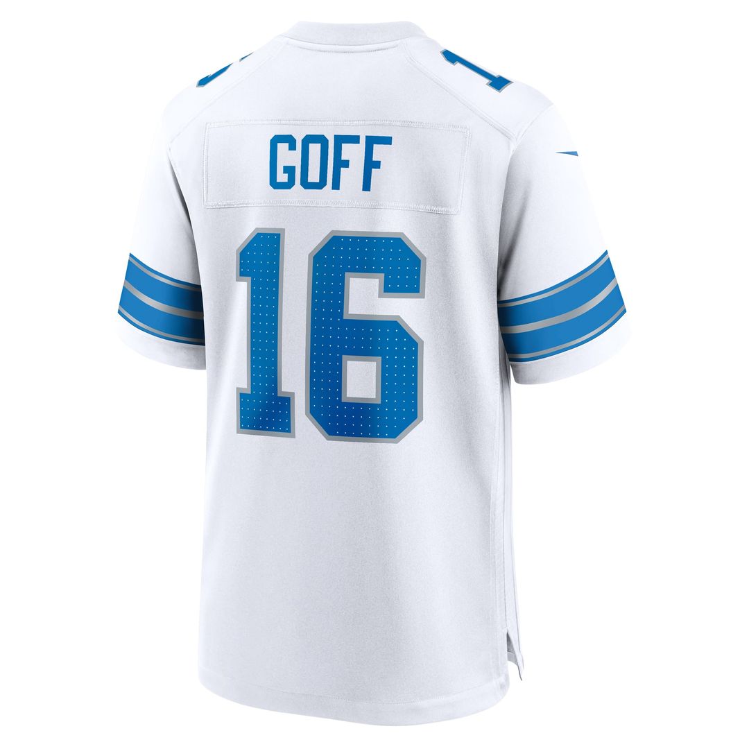 Detroit Lions Jared Goff White Game Jersey | NFL Football Jersey