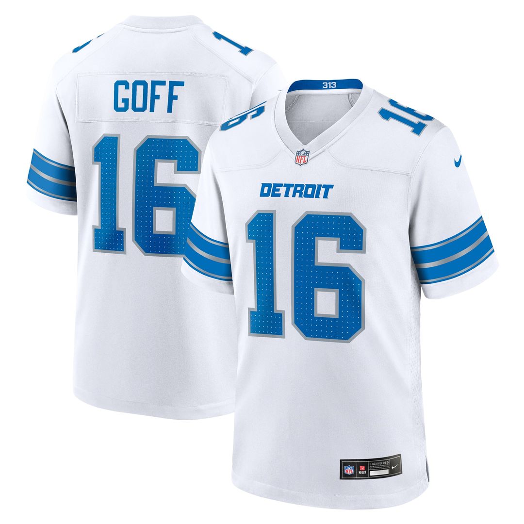 Detroit Lions Jared Goff White Game Jersey | NFL Football Jersey