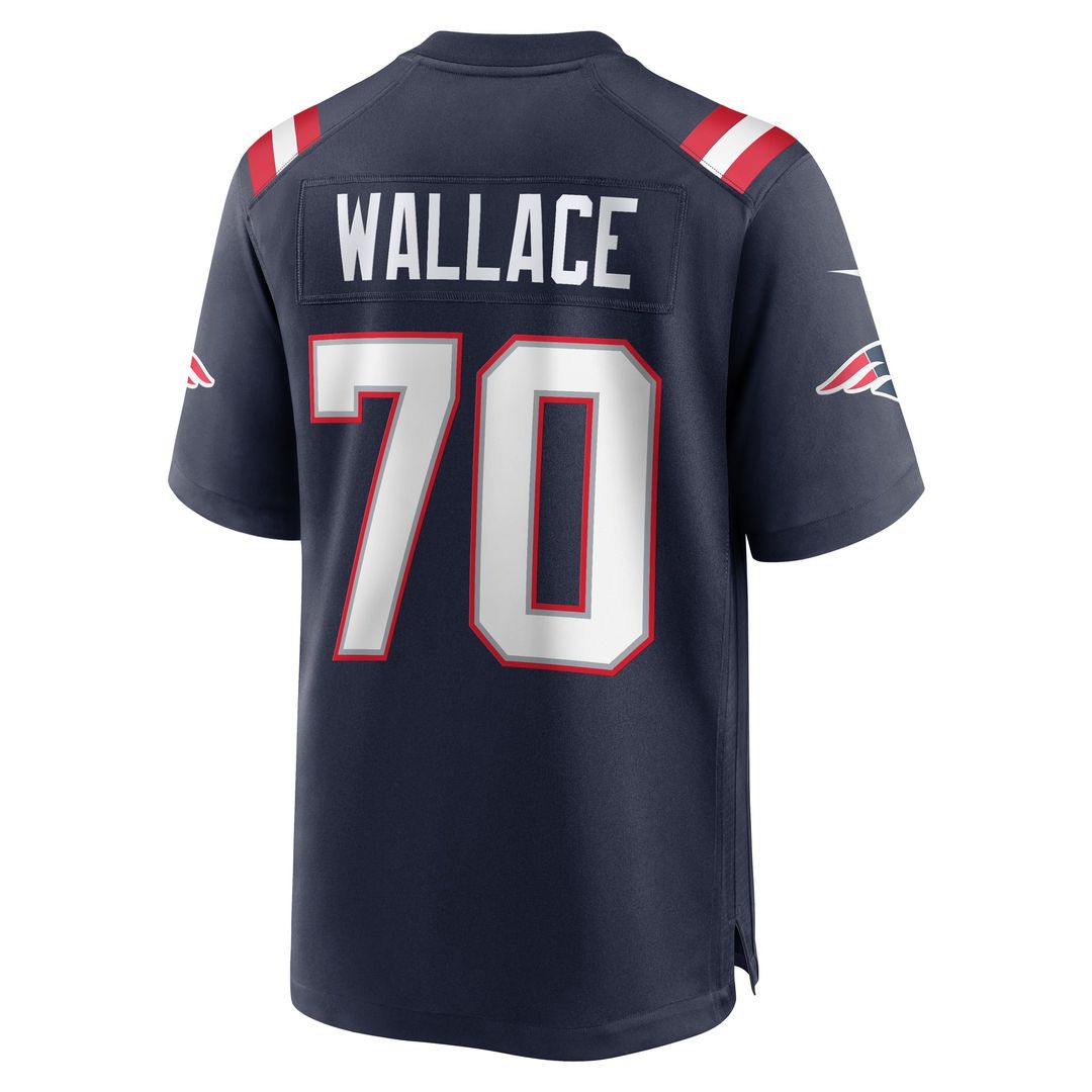 New England Patriots Caedan Wallace Navy Game Jersey | NFL Football Jersey