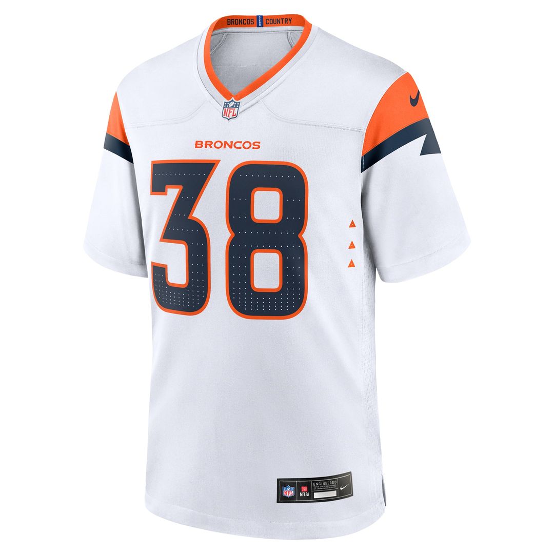 Denver Broncos Jaleel McLaughlin White Game Jersey | NFL Football Jersey