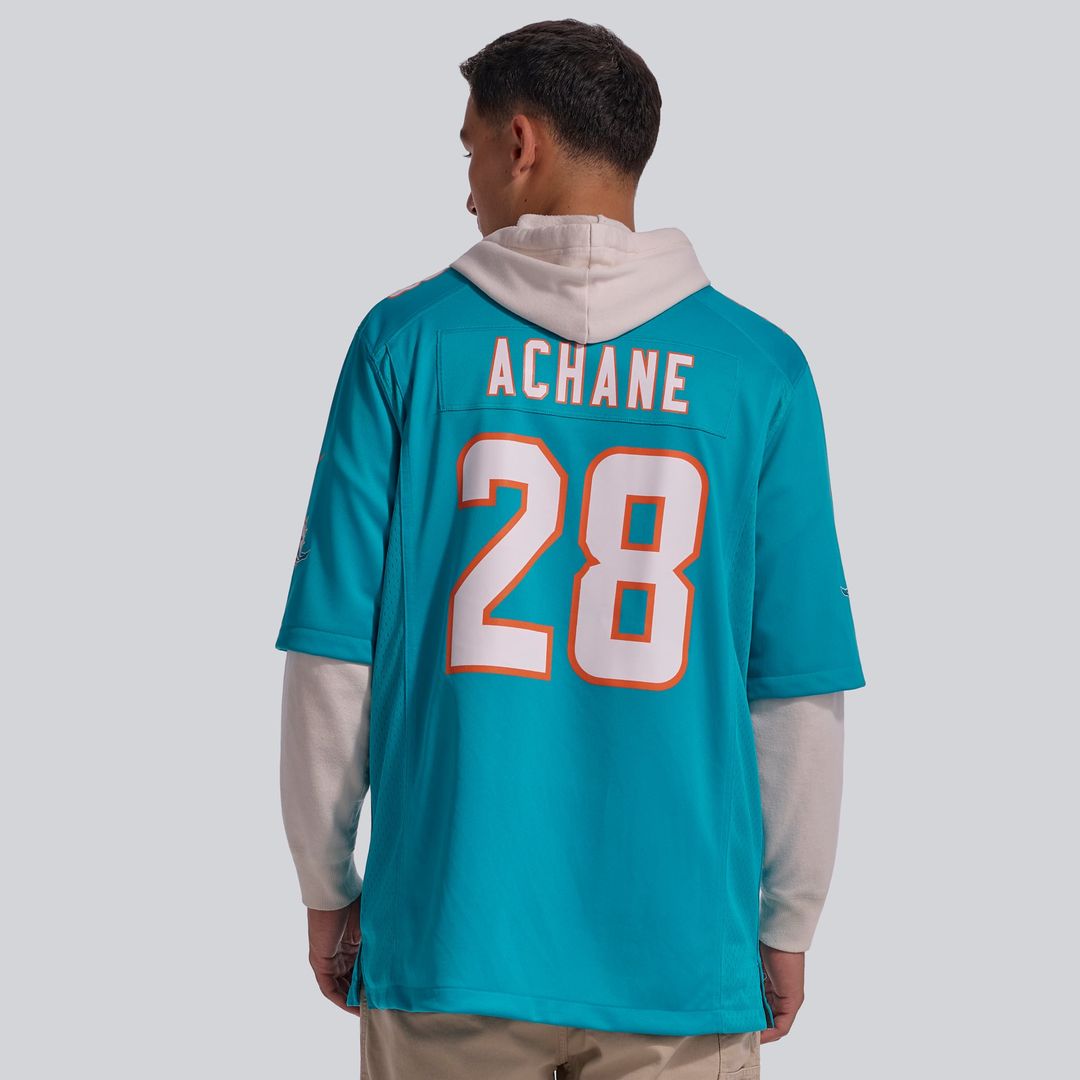 Miami Dolphins De’Von Achane Aqua Player Game Jersey | NFL Football Jersey