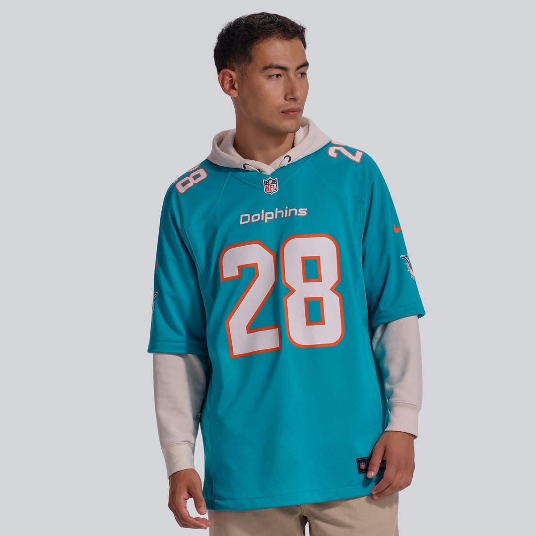 Miami Dolphins De’Von Achane Aqua Player Game Jersey | NFL Football Jersey