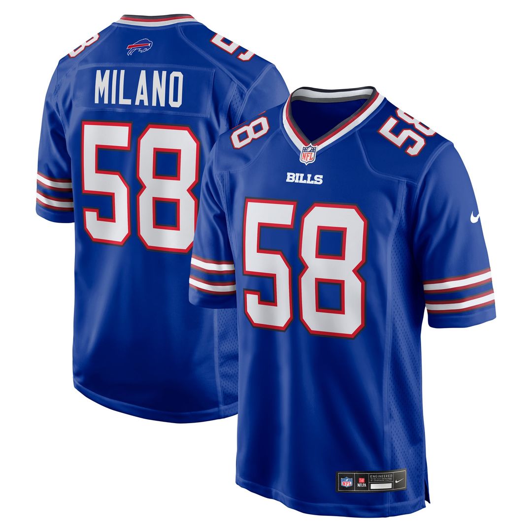 Buffalo Bills Matt Milano Royal Game Player Jersey | NFL Football Jersey