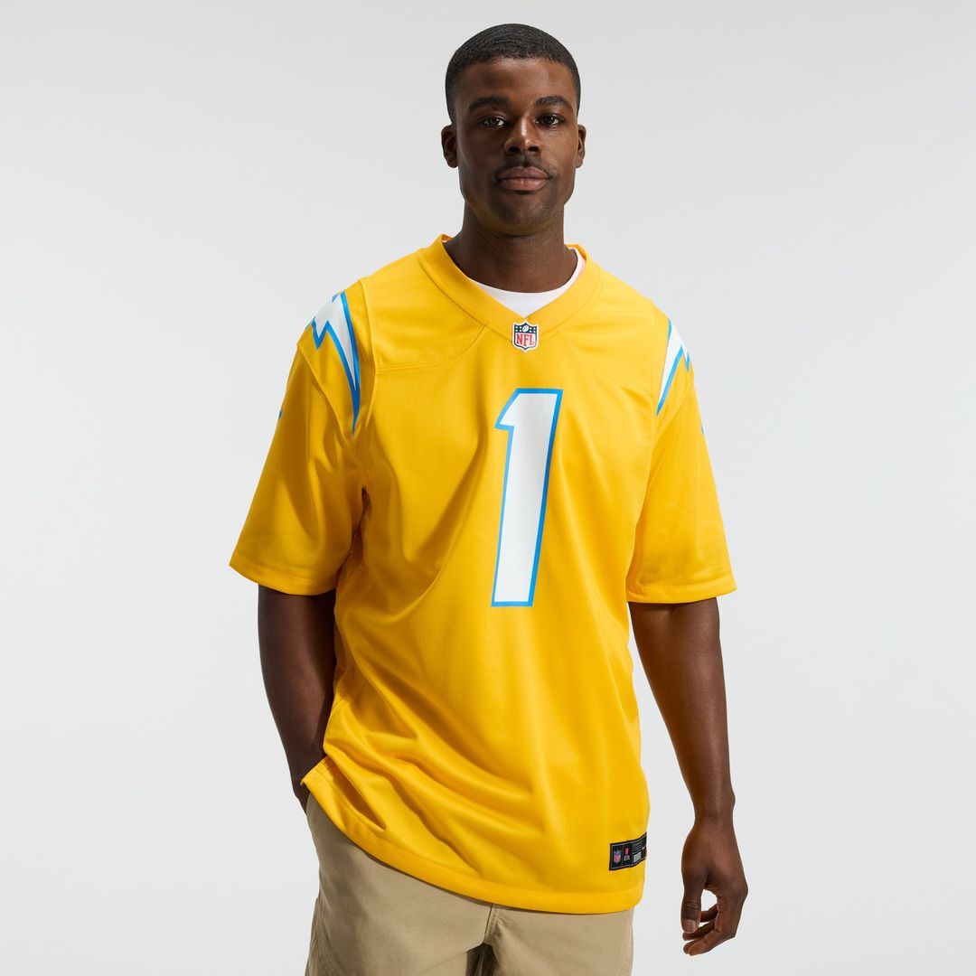 Los Angeles Chargers Quentin Johnston Gold Alternate Charger Power Game Player Jersey | NFL Football Jersey