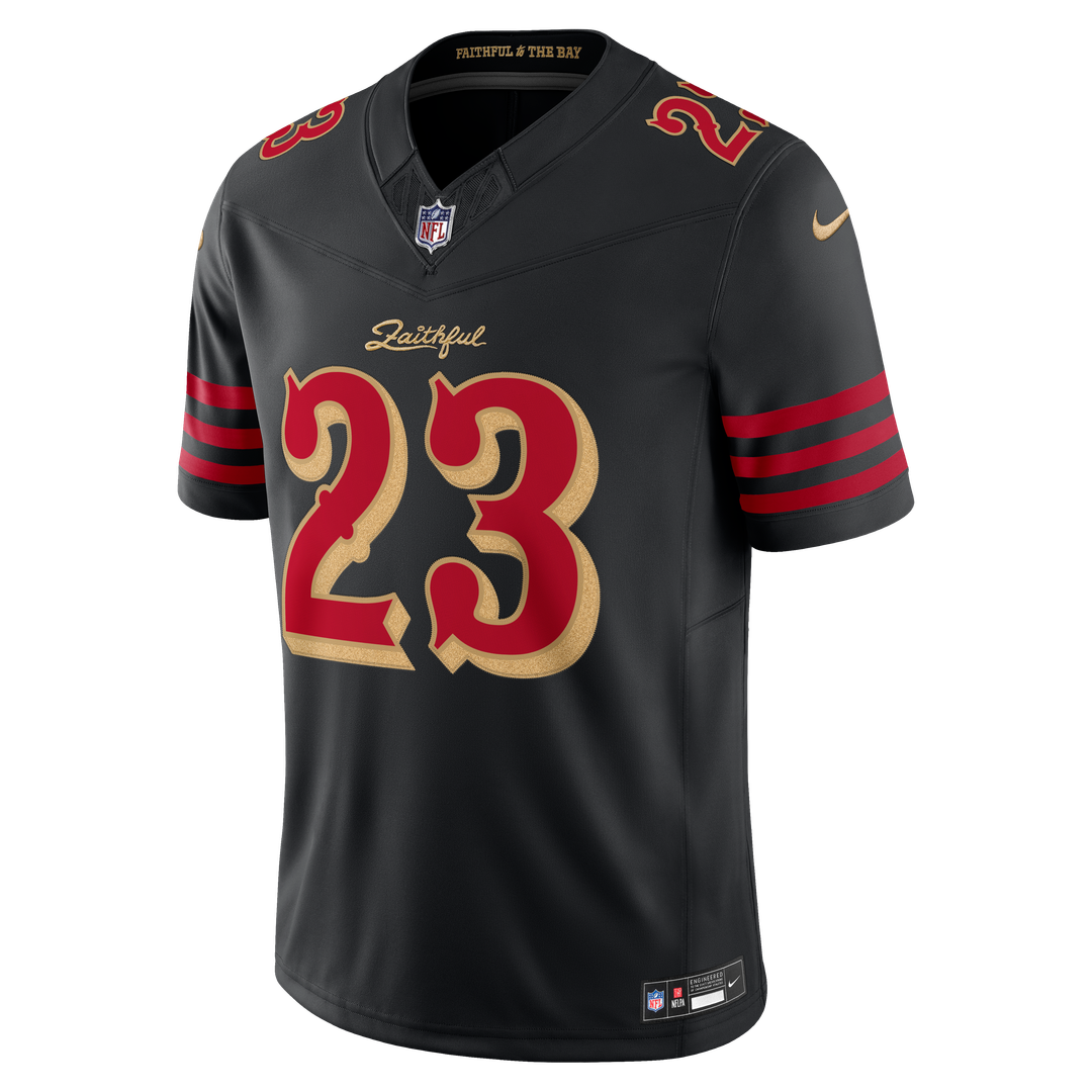 San Francisco 49ers Christian McCaffrey Black Rivalries Collection Stitched Limited Jersey | NFL Football Jersey