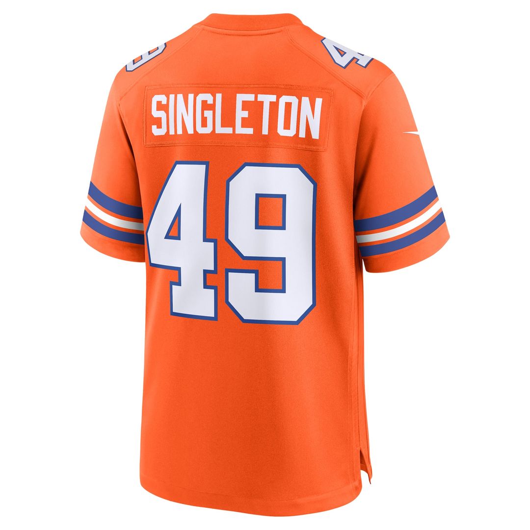 Denver Broncos Alex Singleton Orange Alternate Game Jersey | NFL Football Jersey