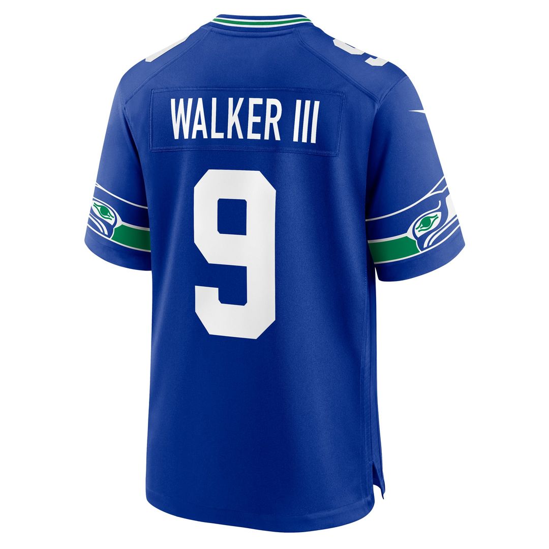 Seattle Seahawks Kenneth Walker III Royal Throwback Player Game Jersey | NFL Football Jersey