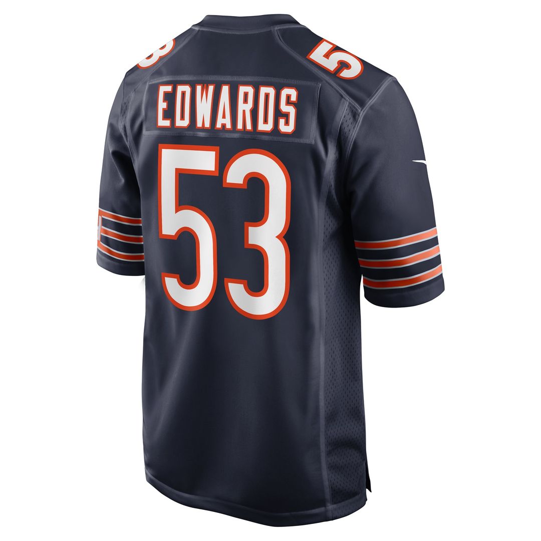 Chicago Bears TJ Edwards Navy Game Player Jersey | NFL Football Jersey