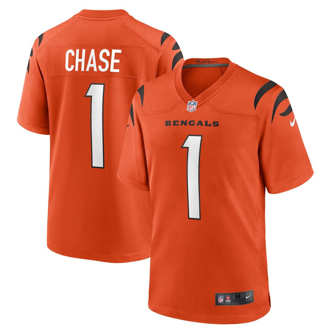 Cincinnati Bengals Ja'Marr Chase Orange Alternate Game Jersey | NFL Football Jersey