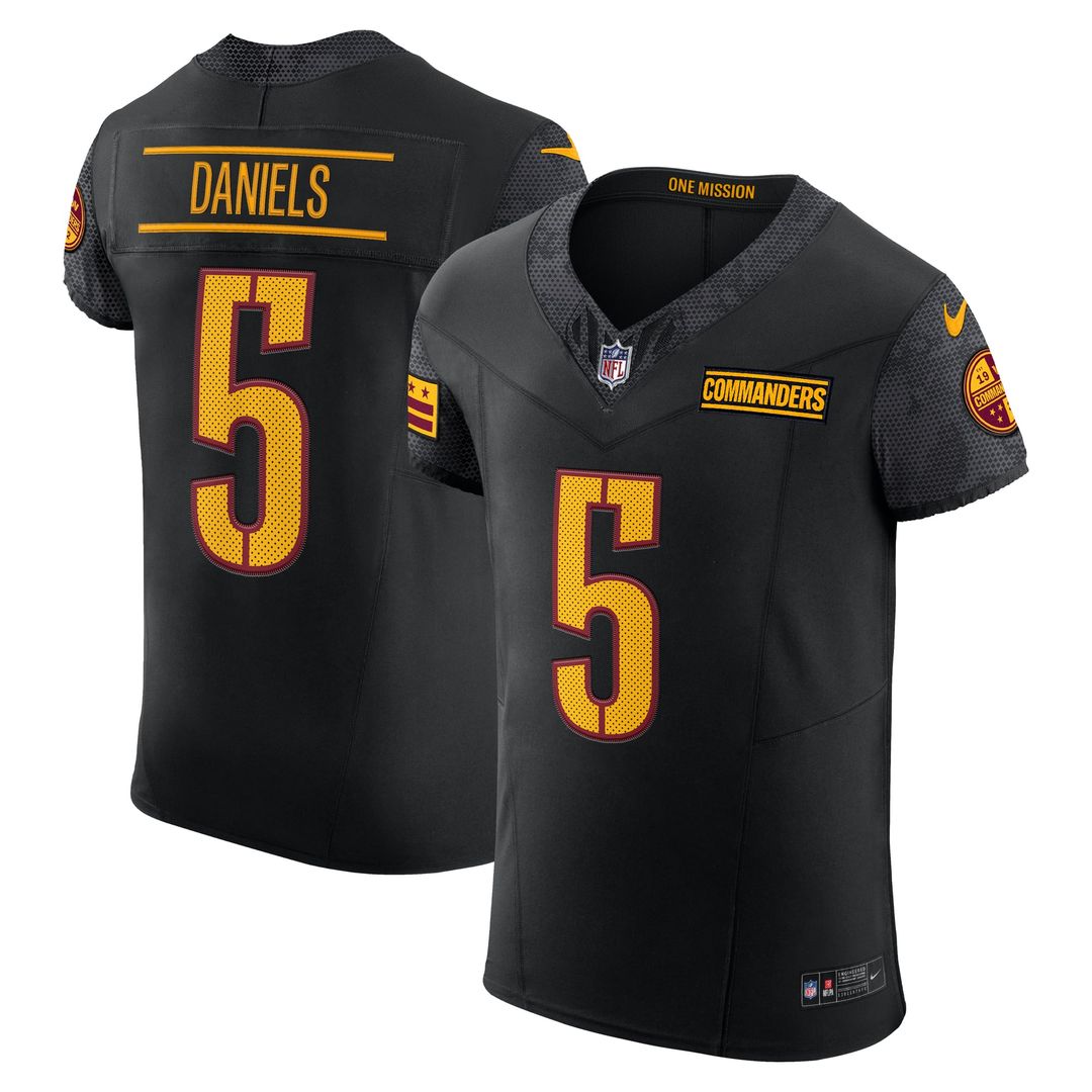 Washington Commanders Jayden Daniels Black Alternate Vapor F.U.S.E. Elite Jersey | NFL Football Jersey