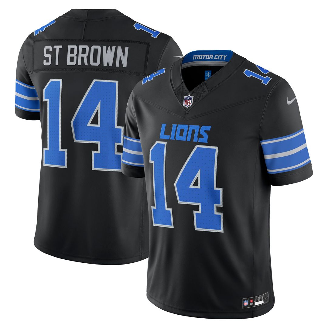 Detroit Lions Amon-Ra St. Brown Black Alternate Vapor F.U.S.E. Stitched Limited Jersey | NFL Football Jersey