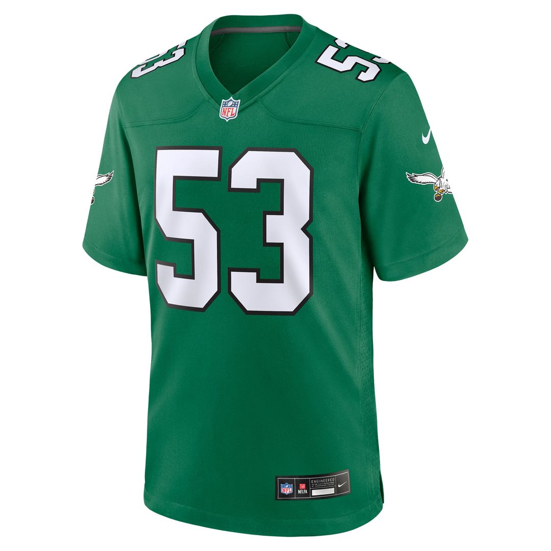Philadelphia Eagles Zack Baun Kelly Green Alternate Game Jersey | NFL Football Jersey