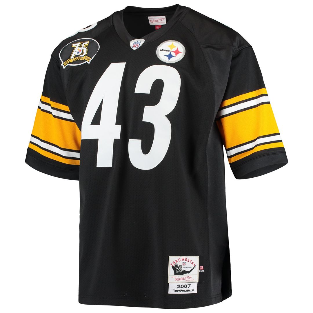 Pittsburgh Steelers 2007 Troy Polamalu Black Authentic Throwback Retired Player Jersey | NFL Football Jersey